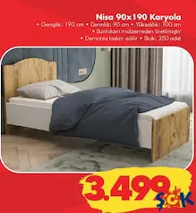 GARAJ HOME NİSA KARYOLA 90X190 CM